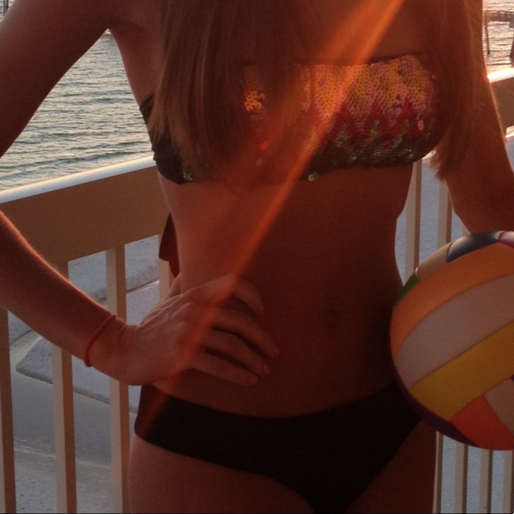 Victoria’s Secret bikini sequin top black bottoms